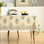 ISAENNE Designer French Pale Yellow Long Tablecloth Rectangle,Linen Floral Table Cloth,Wrinkle Resistant Decor Tablecloths for Dining Thanksgiving Banquet Kitchen Party,63"*94"-Estevan A