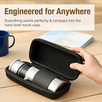 Camping French Press Coffee Maker Set - 12 oz | Portable Travel French Press Coffee Maker | Double Wall Insulated with Dual Stainless Filters & 2 Steel Canisters for Grounds, Tea, Creamer & Sugar