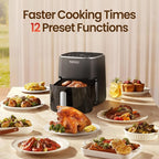 TOPZEE Air Fryer 12-in-1 with 5.5 QT Large Capacity, Compact Air Fryer, 100-400℉ Precise Heat, 360°Hot Air Circulation, 95% Less Oil, Bake, Dry, Reheat, Frozen, Broil, Proof, Black