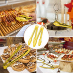 Gisly 6-Piece Gold Serving Tongs, Gold Serving Utensils, Stainless Steel Gold Plated Buffet Serving Tongs,Salad Buffet Tongs,9 Inch