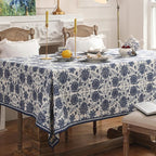 patdrea Designer Vintage Blue Floral Tablecloth for Square Table,Linen Paisley Breathable Pattern Table Cloth,Home Cover Decor for Kitchen Dining Christmas,Thanksgiving,67"x67"-Lantang a