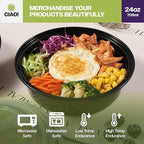 CIAO! 24oz Heavy Weight Injection Molded Microwavable Black Round Food Container with Lid (150/case)