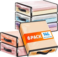 SpaceWhisper 6 Pack Clear Storage Bags, Plastic Blanket Storage Bags with Zipper and Handle, Moving Bags for Comforter, Bedding & Clothes, Closet Organizer and Under Bed Storage (15.7x13.8x3.9 Inch)