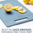 COOK WITH COLOR Non-Slip Cutting Board Set – Kitchen Essentials with Easy Grip Handle for Meat, Veggies, and Fruits, 4 Cutting Boards, Blue-New