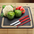 Victorinox Swiss Classic Paring Knife Set with Peeler - Includes a Straight Edge & Serrated Paring Knife, & Fruit & Vegetable Peeler - Red Handle, 3-Piece Set