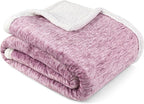 Premium Sherpa Melange Throw Blanket for Couch, Sofa by Pavilia | Soft, Fluffy, Plush, Warm, Cozy | Fuzzy Lightweight Microfiber, Purple Wine Luxury Modern Reversible TV Blanket | 50 x 60 Inches