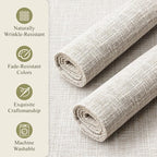KXN Placemats Set of 8, Dual-Layer Thickened Faux Linen Table Mats, Heat Resistant & Wrinkle-Free, Machine Washable Cloth Place Mats for Kitchen Dining Indoor Outdoor (Cream Beige)