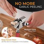 ORBLUE Garlic Press Stainless Steel - Premium Professional Grade Garlic Mincer, Crusher & Peeler Set - Easy Clean, Dishwasher Safe & Rust-proof, Red