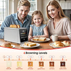 Touch Screen Toaster 2-Slice with 1.5" Wide Slots & Memory Recall | 900W Stainless Steel Smart Digital Toasters | 6 Shade Settings for Bagels & Thick Bread