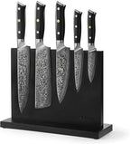 Wakoli Knife Block Sets – 5-Piece Professional Damascus Kitchen Knife Set with Magnetic Block | G10 Handles & VG10 Core | Gift Box (Elite Cuisine)