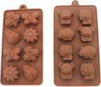 Non-stick Candy Jelly Molds, Chocolate Molds, Soap Molds, Silicone Baking Molds - Forest Cute Theme Happy Bear, Lion, Hippo - More Fun, Toy Kids Set, Set of 2 (Animal)