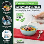 Grow Forward 24-piece Premium Wheat Straw Dinnerware Sets for 8 - Unbreakable Dishwasher & Microwave Safe Plastic Plates and Bowls Sets - Patio, Outdoors, RV, Camping Dishes - Seascape
