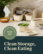 Caraway Mini Food Storage 9pc Set - Glass Storage Containers for Food - Non-Toxic Ceramic-Coated Glass - Air Release Technology - Compact & Stackable Design - Navy