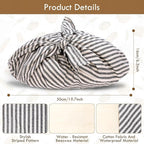 2 Pack Beeswax Bread Bags, Striped Linen Bento Bags, 14" Cotton Loaf Bag, Reusable Organic Food Storage, Sourdough Bag, Rustic Farmhouse Azuma Bukuro Origami Wrap for Baked Gifts (Navy Blue, 2)
