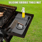 2 PCS Silicone Griddle Tools Mat for Blackstone,Grill BBQ Caddy Utensils Holder for Kitchen,Cooking & Countertop,Large Spatula Mat with Drip Pad,Griddle Accessories for Blackstone (Grey-2)