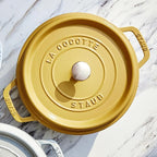 Staub Cast Iron 4-qt Round Dutch Oven - Citron