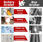 Rotary Cheese Grater with Handle, Kitchen Speed Hand Crank Vegetable Slicer, Potato Hash Brown Shredder Spinning Nut Grinder with 3 Replaceable Stainless Steel Drum Blades (White)