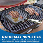 SafBbcue Square 11” Ridged Grill Pan - Non-Stick Ceramic Coated, Durable Skillet Indoor & Outdoor Grilling, Oven Gas & Induction Safe, for Weber Charbroil Camp Chef Grill, Black