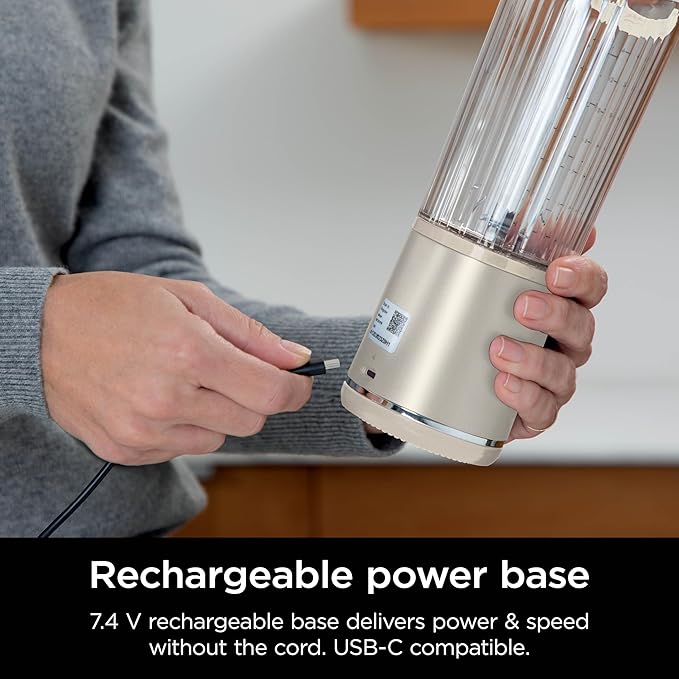 Ninja Blast Portable Blender, Cordless, 18oz. Vessel, Personal Blender For-Shakes and Smoothies, BPA Free, Leakproof-Lid and Sip Spout, USB-C Rechargeable, Dishwasher Safe Parts, Vanilla Bean, BC151VB