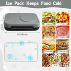 Bento Box for Kids,Kids Bento Lunch Box with Built-in Ice Pack for School,3 Compartments Leak Proof Lunch Container with Utensils for Girl Boy;BPA Free,Microwave & Dishwasher Safe, 44oz(Black)