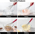 U-Taste Balloon Whisk for Cooking: 18/10 Stainless Steel Kitchen Wire Whisk, 12in Large Heavy Duty Egg Beater, Manual Mixing Tool with 12 High Flex Wires for Stirring, Blending Sauce (Red)