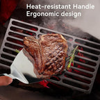 Professional Wide Turner 9.5 Inch Stainless Steel Spatula for Cast Iron, Griddle and Grill Cooking, Barbecue Hamburger Metal Kitchen Utensil, Dishwasher Safe