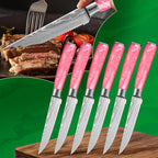 FULLHI 14pcs Block Knife Set, Chef's Knife Steak Knives Set with Block and Sharpener, Kitchen Knife Set, Multi-colour Handle, Gifts for Men Women