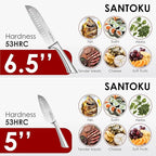 Cuisine::pro Damashiro Knife Block (Kumi, 7-Piece Chef Knife Set) - Japanese Steel Knife - Magnetic Knife Block- Damascus-Inspired Blade Kitchen Knives