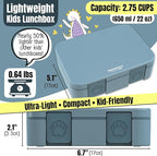 BEARFOOT Kids Lunch Box with Compartments – Compact & Lightweight | Leak-Proof, BPA-Free, Dishwasher & Microwave Safe | Hand-Drawn Design for Preschool, School, Travel (Blue, 2.75 Cups)