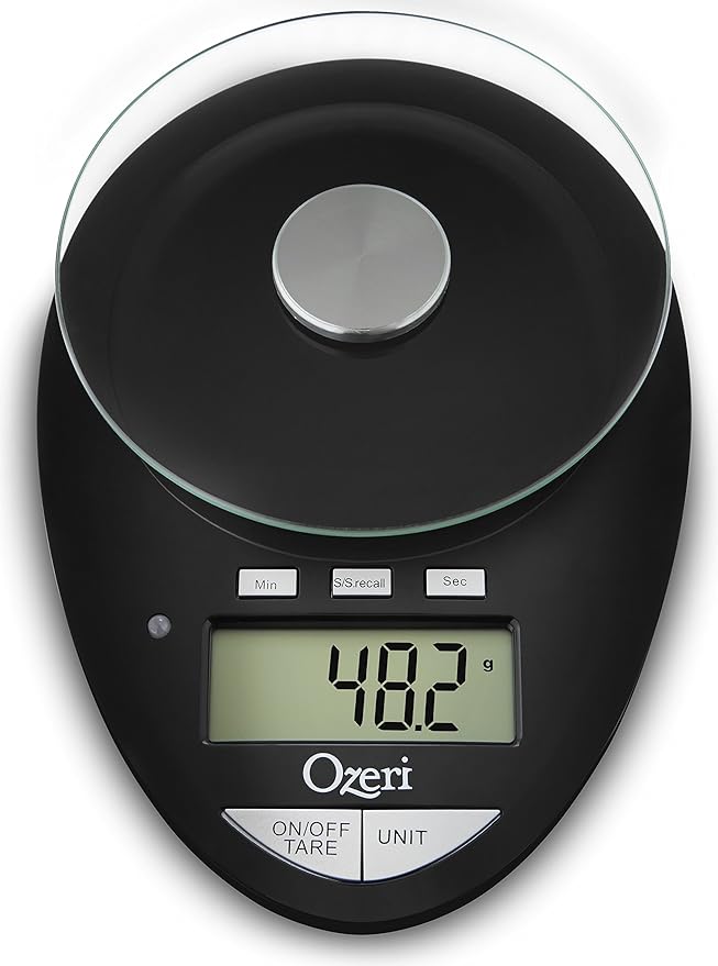 Ozeri Pro II Digital Kitchen Scale with Removable Glass Platform and Countdown Kitchen Timer (1 g to 12 lbs Capacity)