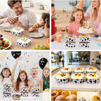 FORBFAN 150 Pcs Mini Square Baking Cups with Lids, 10 oz Mini Aluminum Cake Pans with Spoons, Small Baking Tins Cow Print