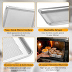 6 Pack Full Size Aluminum Perforated Baking Sheet Pan, 26"×18" Cookie Sheets For Oven in Bakery, Restaurant & Kitchen