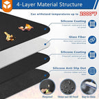 Round Under Grill Mat for Outdoor Grill, 48 Inch Anti-Slip BBQ Floor Mats, Easy to Clean Reusable Fireproof Grill Pad, Oil-Proof Waterproof Protector for Deck Fireplace Pit Mat Black