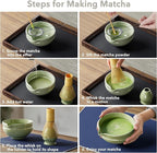 Matcha Whisk Set, Perfect Matcha Kit for Matcha Lovers Includes Ceramic Bowl, Bamboo Whisk, Holder, Scoop, Sifter & Cloth - 7 Pcs Matcha Kit