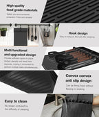 Silicone Griddle Tools Mat for Blackstone - Large Silicone Spatula Mat with Drip Pad - Griddle Mats BBQ Grill Accessories - Side Shelf Mats Grill Pad for Blackstone Griddles Accessories(Black)