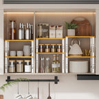 Kitchen Cabinet Organization Shelf，Set of 2 Height Adjustable Storage Racks，Stackable，Expandable，Countertop Shelves Organizer，Pantry Shelving（2PACKS/Medium/White