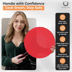 Frying Pan Splatter Screen | USA Brand | 11 Inch Red, Fit Pans (6" to 11") Silicone Grease Splatter Guard for Frying Pan and Stove by Beckon Ware