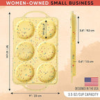 Jumbo Top Silicone Muffin Pans for Baking, 4 Inch Silicone Jumbo Muffin Pan 6 Cup, Egg Pan for Baking English muffins, Whoopie Pies, Corn Bread Bites, Confetti Muffin Top Pans Non Stick