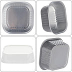 Mini Cake Tins with Lids, BAKINGPAK 30PCS 10OZ Mini Cake Pans with Lids Mini Aluminum Pans with Lids Mini Disposable Cake Pans with Lids Mini Square Cake Pans with Lids for Holiday Party, Ash