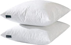16x16 Decorative Throw Pillow Inserts-Down Feather Pillow Inserts-Square-Cotton Fabric-Set of 2-White.