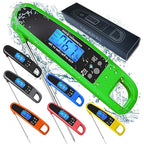 Instant Read Meat Thermometer for Kitchen Cooking, Ultra Fast Precise Waterproof Digital Food Thermometer with Backlight, Magnet and Foldable Probe for Deep Fry, Outdoor BBQ, Grill(Green)