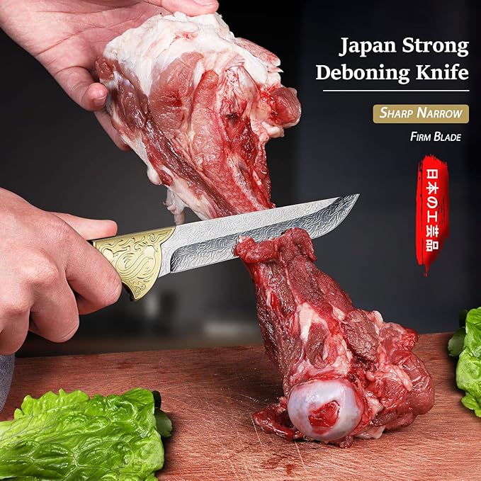 Purple Dragon 5" Boning Knife - Japanese Steel Professional Fillet Knife with Sheath, Elegant Blade, Sharp for Meat, Fish, Camping, Gift Box Included