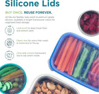 U Konserve Stainless Steel Food Storage Bento Box Container, Leak Proof Silicone Lid Dishwasher Safe - Plastic Free (15oz Teal)