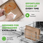 NutriChef Non Toxic Baking Pan, Medium and Large Cookie Sheets, Premium Nonstick Carbon Steel Cookie Pans for Baking - Commercial Grade, Restaurant Quality, Bakeware Set, Easy to Clean - (Set of 2)