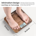 RENPHO Digital Bathroom Scale, Highly Accurate Body Weight Scale with Lighted LED Display, Round Corner Design, 400 lb, Core 1S, Wooden