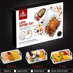 Extra Large 20" x 13" Serving Platters for Turkey, Cookie, Cupcakes, Gift Ready Melamine Serving Tray with Handles for Party Entertaining, Raised Dots & Matt Finish, Set of 2, White