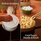 Our Place 8-Piece Essentials Complete Cookware Set - Ceramic Fry Pan Trio & Modular Rack Storage | Nontoxic Thermakind™ Nonstick, Oven Safe up to 450°F & Compatible with All Cooktops | Cream