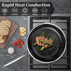 Innerwell Nonstick Frying Pans 9.5 Inch Hybrid Tri-Ply Stainless Steel Frying Pans Titanium Ceramic Nonstick Cooking Pan,PFAS/PFOA/PTFE Free,Compatible with All Cooktops