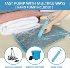 20 Pack Vacuum Storage Bags with Pump, Space Saver Vacuum Storage Bags, Vacuum Seal Bags for Clothing, Comfoters, Pillows, Blanket, Bedding