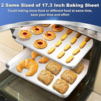 P&P CHEF 17.3 Inch Baking Cookie Sheet, Oven Pan Tray Stainless Steel Sheet Pan for Kitchen, Oven Bakeware for Multi Uses, Shiny Look & Dishwasher Safe, Healthy & Heavy Duty, 2Pcs